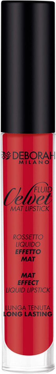 Deborah Milano Fluid velvet Mat Lipstick - Matte Vloeibare Lippenstift - 6 Iconic Red - Rood - Langhoudend
