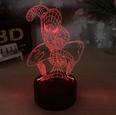 3D nachtlamp Spiderman - led nachtlampje - 3D led kinderlamp 7 kleuren - kindernachtlamp Spiderman