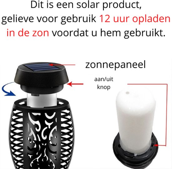 Solarlamp Fakkels op zonne-energie met schemersensor en vlameffect