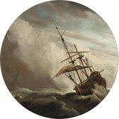 Behangcirkel Schip In Volle Zee  | ⌀ 80 cm | Zelfklevend | Wanddecoratie | Ronde Muursticker | Muurcirkel Binnen