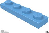 LEGO Plaat 1x4, 3710 Mediumblauw 50 stuks