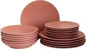 Palmer Service d'assiettes Cubical Stoneware 6 personnes 18 pièces Rose