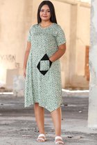 HASVEL-Groote maat A-symmetrischjurk-Met patroon jurk- Maat XXL- Casual jurk- HASVEL-Plus Size A-symmetricdress-Patterned dress-Size XXL-casual dress