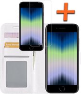 iPhone SE 2022 Hoesje Bookcase Met Screenprotector - iPhone SE 2022 Screenprotector - iPhone SE 2022 Book Case Met Screenprotector Wit