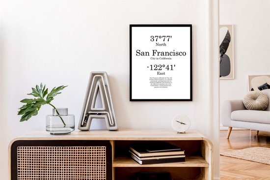 Affiche Villes San Francisco avec position du diplôme et texte - Décoration Décoration murale - Minimaliste - 80x60cm - PosterCity
