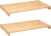 2x Stuks grote snijplank rechthoek 52 x 28 cm van bamboe hout - Serveerplank - Broodplank
