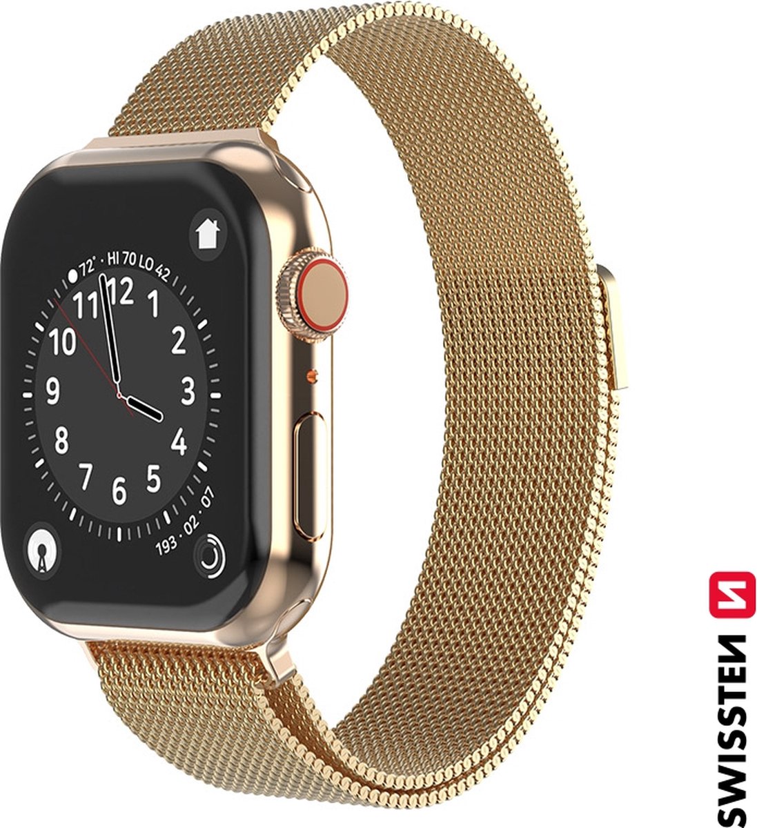 Swissten horlogeband geschikt voor Apple Watch - 38-40-41 mm - Mesh - Goud