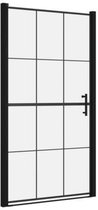 Douchedeur - Gehard Glas - 100x178cm - Ruit - Zwart - Industrieel - Glas en Staal look