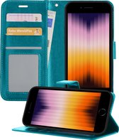 Hoes voor iPhone SE 2022 Hoesje Book Case Hoes - Hoes voor iPhone SE 2022 Hoes Wallet Case Hoesje - Turquoise