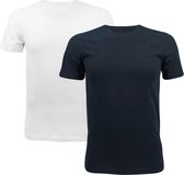 Hugo Boss plus size 2P O-hals shirts blauw & wit - 3XL