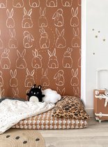 Roomblush - Behang Bunnies - Bruin - Vliesbehang - 200cm x 285cm