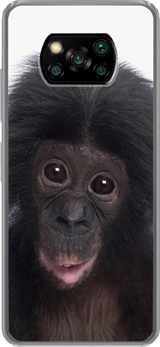 Telefoonhoesje Geschikt voor Xiaomi Geschikt voor Poco X3 Pro hoesje - Aap - Chimpansee - Portret - Kinderen - Jongens - Meisjes - Siliconen Telefoonhoesje Telefoonhoesje