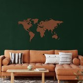Wanddecoratie |Wereldkaart / World Map decor | Metal - Wall Art | Muurdecoratie | Woonkamer |Bruin| 150x80cm