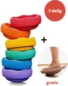 foto van Stapelstein Stapelstenen met Korting Actie - Rainbow met Gratis Confetti Balance Board - 7-delig