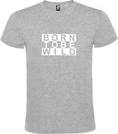 Grijs T shirt met print van " BORN TO BE WILD " print Wit size L