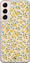 Samsung S22 hoesje siliconen - Yellow garden | Samsung Galaxy S22 case | goudkleurig | TPU backcover transparant