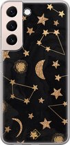 Samsung S22 hoesje siliconen - Counting the stars | Samsung Galaxy S22 case | zwart | TPU backcover transparant