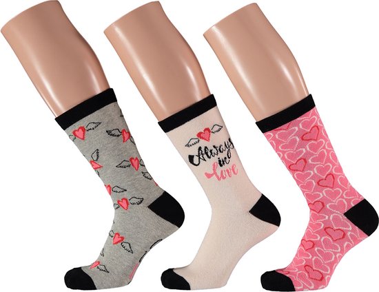 Coffret cadeau - Chaussettes Femme - 3 paires - Cadeau - Amour - Set 1 - 35-42