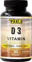 GoPablo - Vitamine D3 - 3000 IU - Vitamine en Mineralen - Voedingssupplement - 30 Capsules