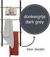 Wandladder 57cm  - Donkergrijs Leer / rondhout |  by Handles and more & Woetwurm