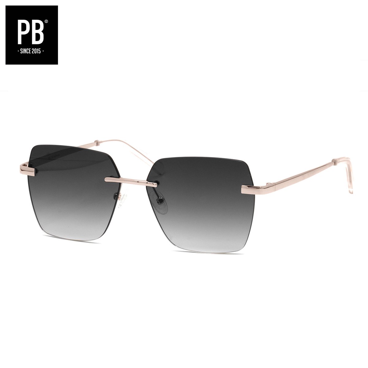 PB Sunglasses - Florence Gradient Grey. - Zonnebril dames gepolariseerd - Metaal frame - Randloze stijl