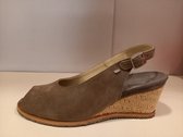 WOLKY open hak pump - taupe - suede - maat 41