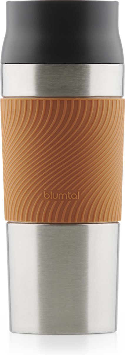 Blumtal Thermosbeker Classic - Lekvrij, BPA-Vrij en Vaatwasserbestendig - Hoge Kwaliteit Thermosfles met Quick-Press Sluiting - Travel Mug 350 ml - Pumpkin Spice - Bruin