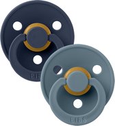 Bibs Fopspeen - Zomerset - 2 stuks Donker blauw & Blauw (Deep Space & Petrol) - Maat 2 6-18 maanden