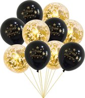 Zwart Goud Ballon Kits Gelukkige Verjaardag Ballon Feestdecoraties Verjaardag Ball Set 10 stuks