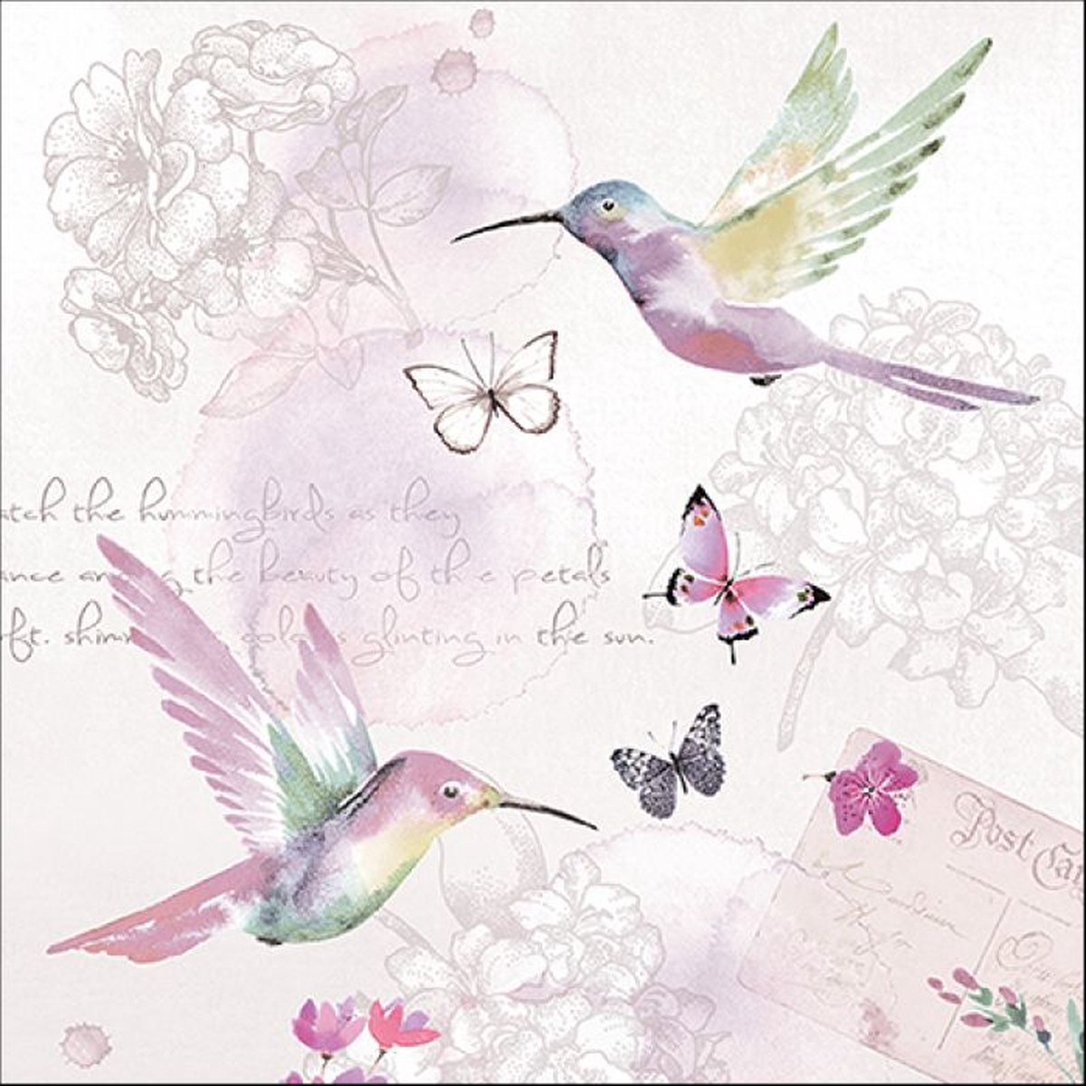 Ambiente - Lunch servetten - Pale Hummingbirds