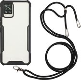 Samsung Galaxy A52 Hoesje - Mobigear - Lanyard Serie - TPU Hoesje met koord - Transparant / Zwart - Hoesje Geschikt Voor Samsung Galaxy A52