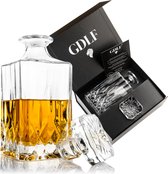 GDLF® Kristal Vintage Whiskey Karaf in een Luxe Geschenkdoos | Whiskey Set | Peaky Blinders | Kristallen Karaf voor Whiskey, Gin, Wodka, Likeur, Wijn & Rum | 800 ML | Kado Man | Cadeau Voor Man