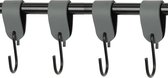 4x Leren S-haak hangers - Handles and more® | DONKERGRIJS - maat L (Leren S-haken - S haken - handdoekkaakje - kapstokhaak - ophanghaken)