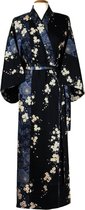 DongDong - Originele Japanse kimono - Katoen - Kersenbloesem motief - Blauw - L/XL
