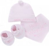 babysetje met muts 3-delig roze 0-3 maanden