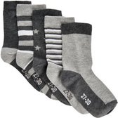 sokken jongens katoen grijs 5 paar maat 19-22