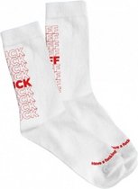 sokken Fuck Off katoen/polyamide wit/rood maat 35-40