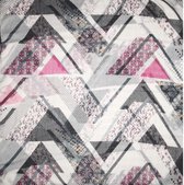 sjaal dames 90 x 90 cm polyester grijs/roze