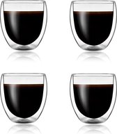 Dubbelwandige Koffieglazen - Set van 4 - Dubbelwandige Glazen - Theeglazen - 140ML - 140 ML - Cappuccino - Thee - Espresso - Caffè lungo - Ook geschikt voor Krups, Senseo & Nespres