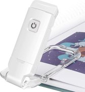 Yimonth  Clip On - Leeslampje met klem voor boek - Dimbaar - USB - Draadloos - Bureaulamp - Klemlamp - Wit