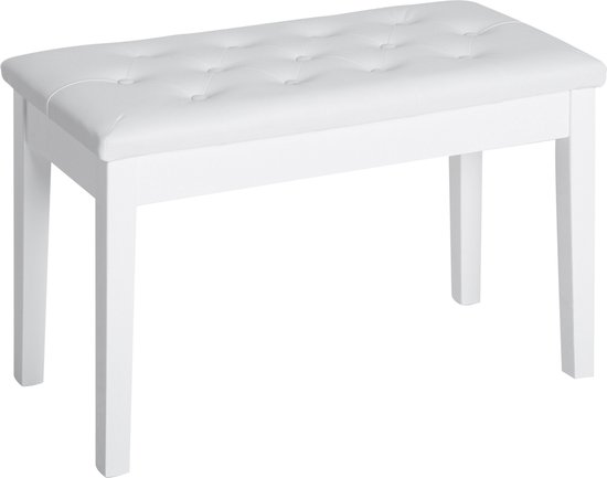 Homcom tabouret de piano banc de piano style campagnard traditionnel espace de rangement cuir artificiel blanc 02-0708