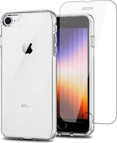Hoesje geschikt voor iPhone SE 2022 + Screenprotector – Tempered Glass - Extreme TPU Case Transparant