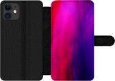 Bookcase Geschikt voor iPhone 11 telefoonhoesje - Kleurstof - Roze - Paars - Abstract - Met vakjes - Wallet case met magneetsluiting