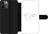 Bookcase Geschikt voor iPhone 11 Pro Max telefoonhoesje - Wereldkaart - Marmer print - Kaart - Met vakjes - Wallet case met magneetsluiting