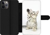 Bookcase Geschikt voor iPhone 11 Pro Max telefoonhoesje - Kitten - Poot - Wit - Meisjes - Kinderen - Jongens - Kind - Met vakjes - Wallet case met magneetsluiting