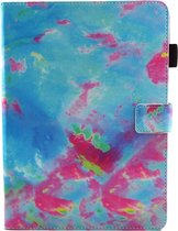 Apple iPad 6 9.7 (2018) Hoes - Mobigear - Marble Serie - Kunstlederen Bookcase - Blauw /  Roze - Hoes Geschikt Voor Apple iPad 6 9.7 (2018)