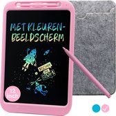 Bol.com LCD Tekentablet Kinderen "Roze" 12 inch - Met Hoesje & Extra Pen - Kleurenscherm - Speelgoed voor in de Auto - Ewriter -... aanbieding