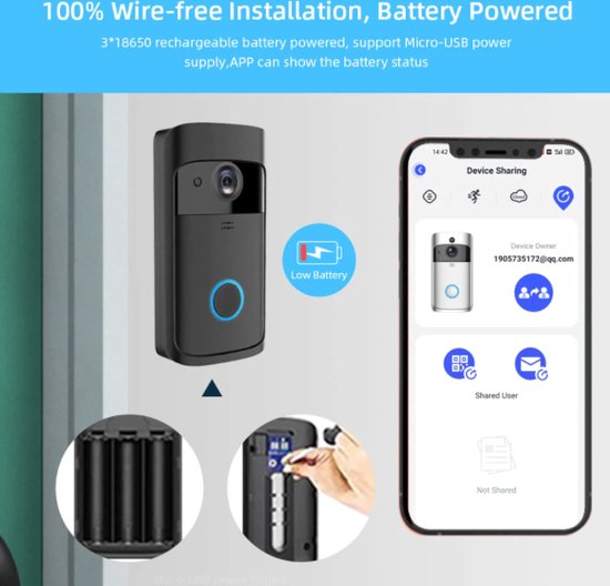 Interphone Video Sonnette Sans Fil etanche app avec camera WiFi
