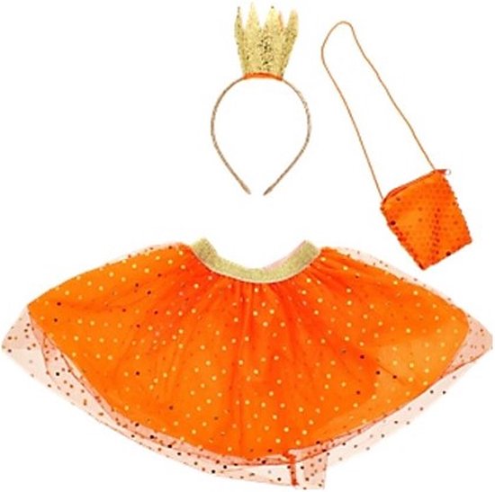 Verkleedset Oranje voor Koningsdag - Diadeem - Tutu - Heuptasje - Oranje prinsesje