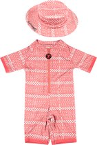 Ducksday - Zwemset -  UV zwempak+ UV zonnehoedje  voor baby en peuter - UPF50+ - unisex - Mali - 3 jaar – Promo – Onepiece – Sneldrogend – Coral - Roze